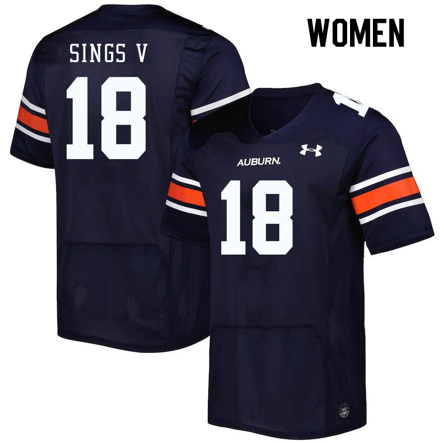 Women #18 Stephen Sings V Auburn Tigers College Football Jerseys Stitched Sale-Navy